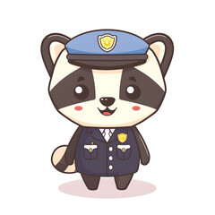 Sweet Kawaii Badger in Police Uniform