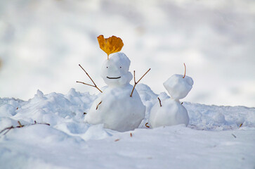 A Closed-Up Shot of A Happy Snowman