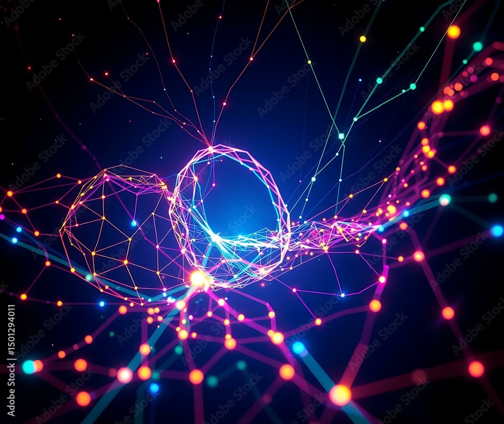Aufkleber futuristic abstract vector blue technology background with glowing lines, digital mesh, and connecte