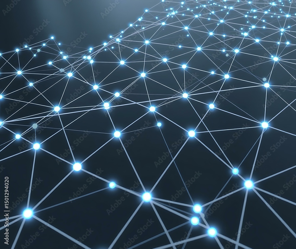 Aufkleber futuristic abstract vector blue technology background with glowing lines, digital mesh, and connecte
