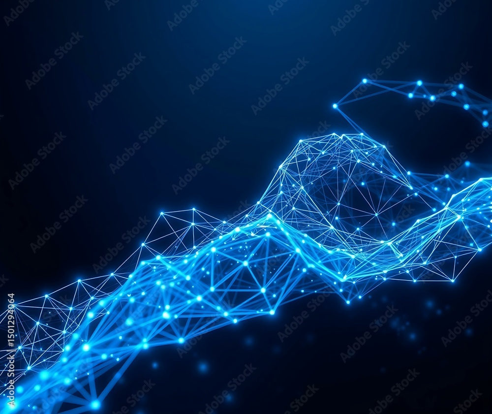 Aufkleber futuristic abstract vector blue technology background with glowing lines, digital mesh, and connecte
