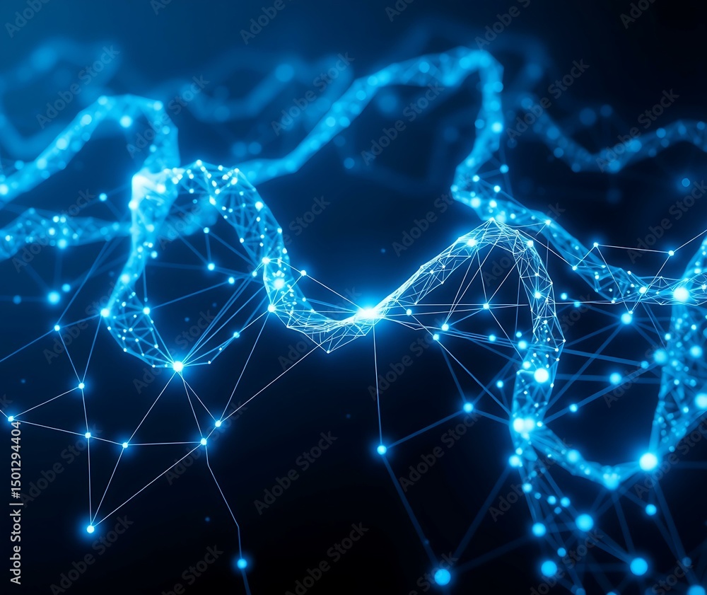 Aufkleber futuristic abstract vector blue technology background with glowing lines, digital mesh, and connecte