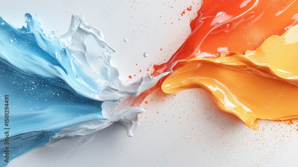 Poster vibrant color splash action abstract design digital art creative environment close-up view fluid dyn