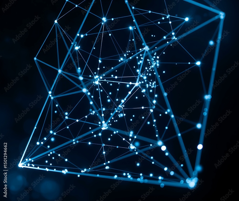 Aufkleber futuristic abstract vector blue technology background with glowing lines, digital mesh, and connecte