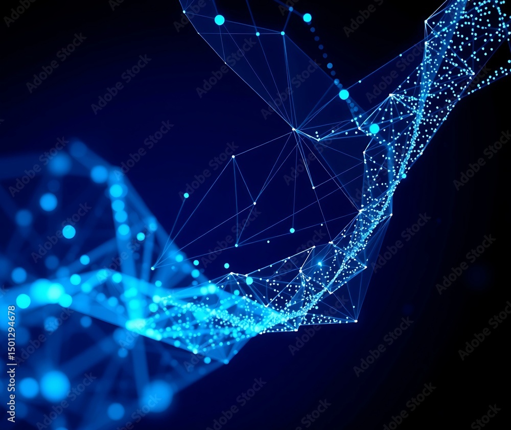 Aufkleber futuristic abstract vector blue technology background with glowing lines, digital mesh, and connecte