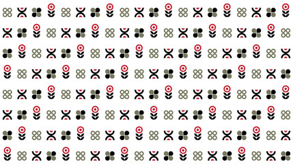 Seamless abstract pattern with round flower and geometric element in black gray and orange on white background. Vector illustration, for shirt dress cloth textile table cover wallpaper decoration all 