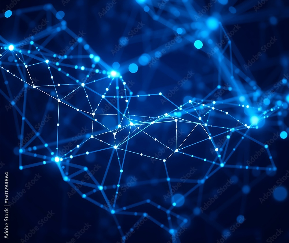 Aufkleber futuristic abstract vector blue technology background with glowing lines, digital mesh, and connecte