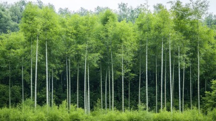 Fototapeta premium Bamboo forest exploration nature reserve photography tranquil landscape eye-level view serenity and growth