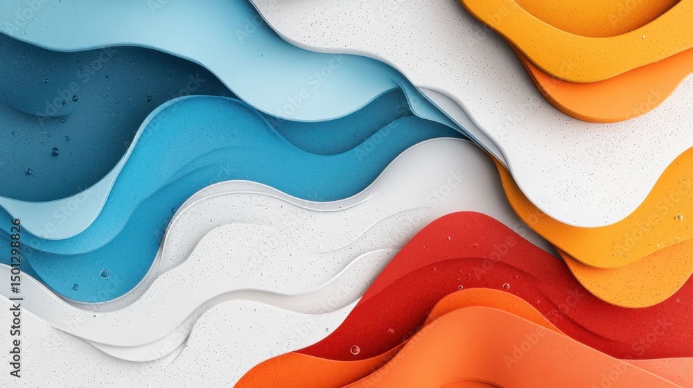Poster dynamic abstract waves illustrating flow and movement digital art modern design vibrant colors artis