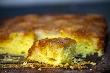 Traditional caramelized banana pie, typical Brazilian