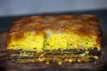 Traditional caramelized banana pie, typical Brazilian