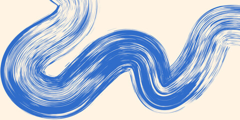 Grainy blue spiral brush stroke with spray texture. Hand drawn distress damaged edge vintage banner with spiral bold line. Grainy bold brush strokes texture with scattered tiny dots. Retro background.