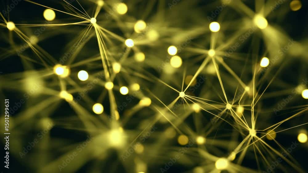 Fototapete abstract ai neural network background video with glowing interconnected nodes and deep blue cyan digital circuits, futuristic cybernetic web with smooth soft lighting, concept of AI