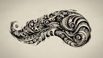 Maori tattoo design with swirling traditional patterns