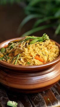 Bangladeshi panta bhat in a clay pot, fermented rice with mustard oil and spices. A traditional and flavorful dish from Bangladesh