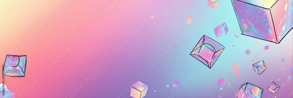 Leinwandbilder colorful gradient background featuring glitch-style stickers and clear space at the top for text or 