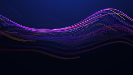 Glow pink purple blue digital landscape with cube particle. Crypto currency, big data, block chain and digital technology concept. 3D Rendering. 4k 60fps VJ loop. - Powered by Adobe