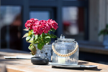 table setting with flowers