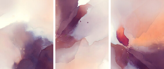 delicate watercolor composition with splash stains on a light background	
