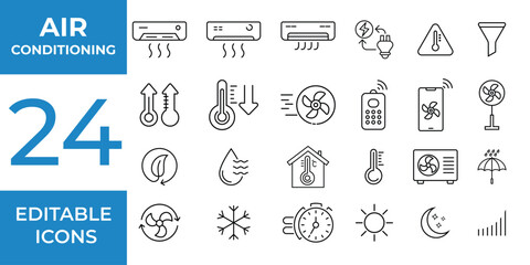 Fototapeta premium Air Conditioning Icons Set Editable Stroke