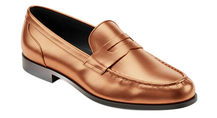 Copper loafer gleaming with polished sheen