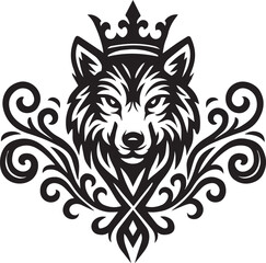 Black and white tribal vector illustration of a wild animal head, such as a wolf or dog, ideal for a tattoo or mascot