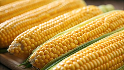 Fresh Yellow Corn Ears Close Up Vibrant Texture and Detail
