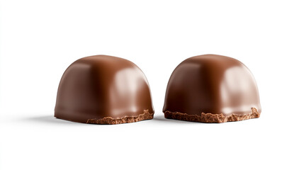 Obraz premium Two pieces of chocolate isolated on a white background