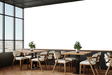 Free PNG wallpaper mockup in Coffee Shop Interior Design, Modern Restaurant Interior with Dining...
