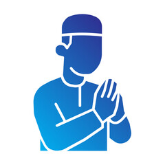 Muslim man with hands up praying