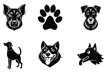 Set of black and white dogs vector