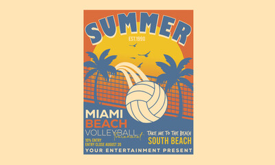 Volleyball court graphic design. Miami volleyball club artwork for t shirt, posters, stickers, background and others. volleyball champions team.