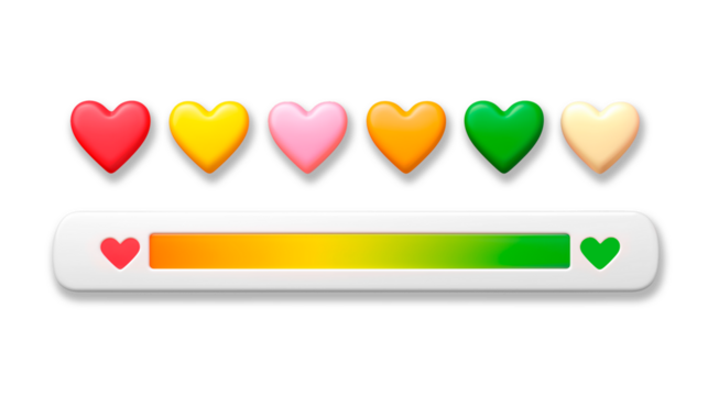 Digital love level meter uploading with a romantic rating scale, perfect for dating apps, Valentine's concepts, or relationship analytics visuals