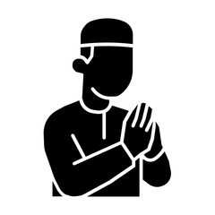 Muslim man with hands up praying