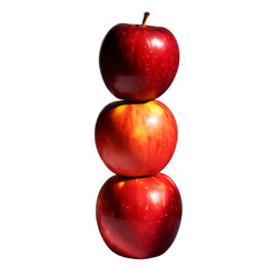 Stacked Red Apples on Transparent Background – Minimalist, Symmetrical Fruit Composition Highlighting Freshness and Natural Texture