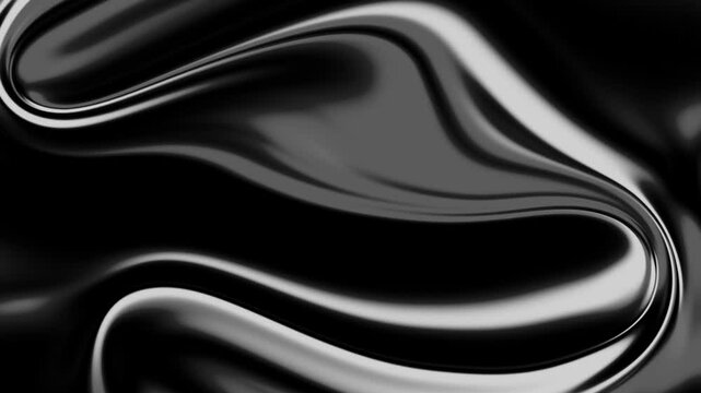 Abstract black liquid. Black wave background. Plastic background. Black luxury texture. Oil, petroleum, rock-oil. Silk, satin. 4k 60fps VJ loop.  Glare view through glass. Black relaxing 