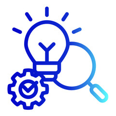 An icon representing research and development, creative thinking, and strategic solutions. Ideal for illustrating product development, business growth, and innovation strategies. (Outline Gradient)