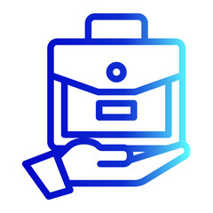 An icon of a briefcase representing professionalism and business tools. Ideal for portfolios, career, job search, and work-related presentations. (Outline Gradient Style)