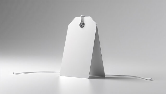 Isolated white tag with string on a plain background used for price or product identification