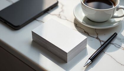 Minimalist Letterpress Business Card on Carrara Marble