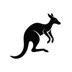 Silhouette of a leaping kangaroo australian marsupial, vector illustration for logos and design