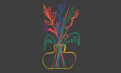 Abstract flower pot artwork. Flower hand sketch artwork for poster and others. 