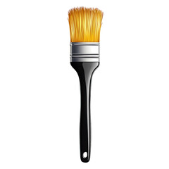 A brand new paintbrush with glowing golden bristles ready to create on transparent background