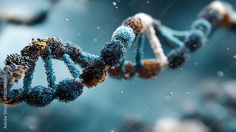 Aufkleber detailed visualization of a molecule structure with intricate design and soft blue background hues.