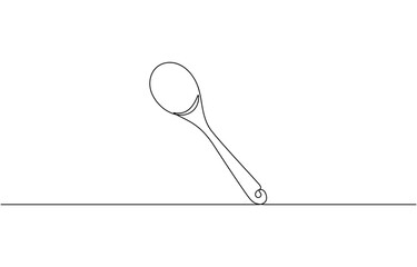 Wooden Spoons continuous one line drawing, Kitchen Spoons continuous one line drawing. Editable outline, continuous line drawing of hanging spatula on white background.