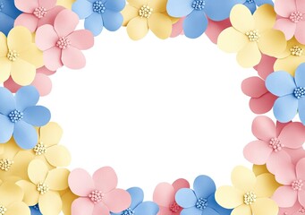 A cute border of pink, yellow, and blue flowers 