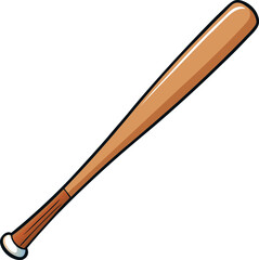 Cartoon Wooden Baseball Bat Illustration – Sports Equipment, Baseball Gear, Wooden Bat, Simple Sports Bat Image, Athletic Gear Drawing, Bat Icon, Game Equipment Clipart, Baseball Prop Visual