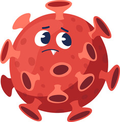 Cartoon Virus Character with Sad Expression Illustration