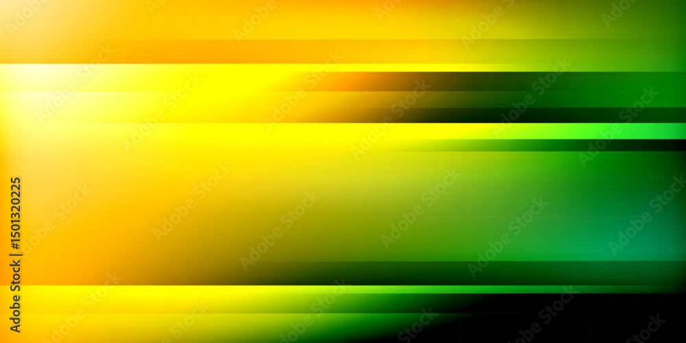 Aufkleber Abstract composition featuring vibrant yellow, green hues. Horizontal bands create dynamic visual effect. Dark background emphasizes bright colors.