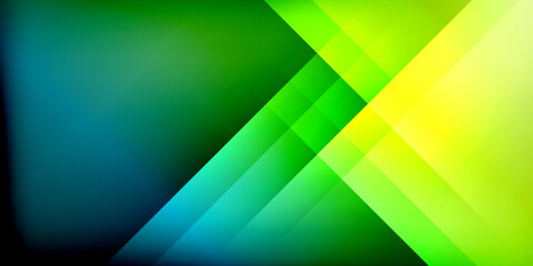 Abstract gradient background. Vivid colors transition from teal to yellow. Geometric shapes create dynamic visual effect. Modern design.